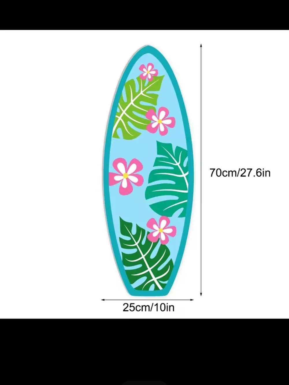 Tropical Floral Surfboard Foam Backdrop Decor in Aqua and Green